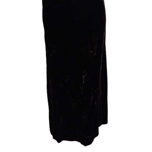 Black Velvet Gown 7 Vintage Rhinestone Bow Accents Maxi Hostess Hand Made - Picture 3 of 14